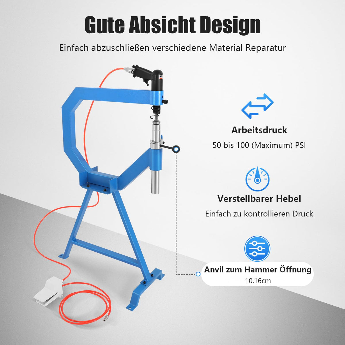 Pneumatic Planishing Hammer with 1"/2"/3" Anvils Y55297