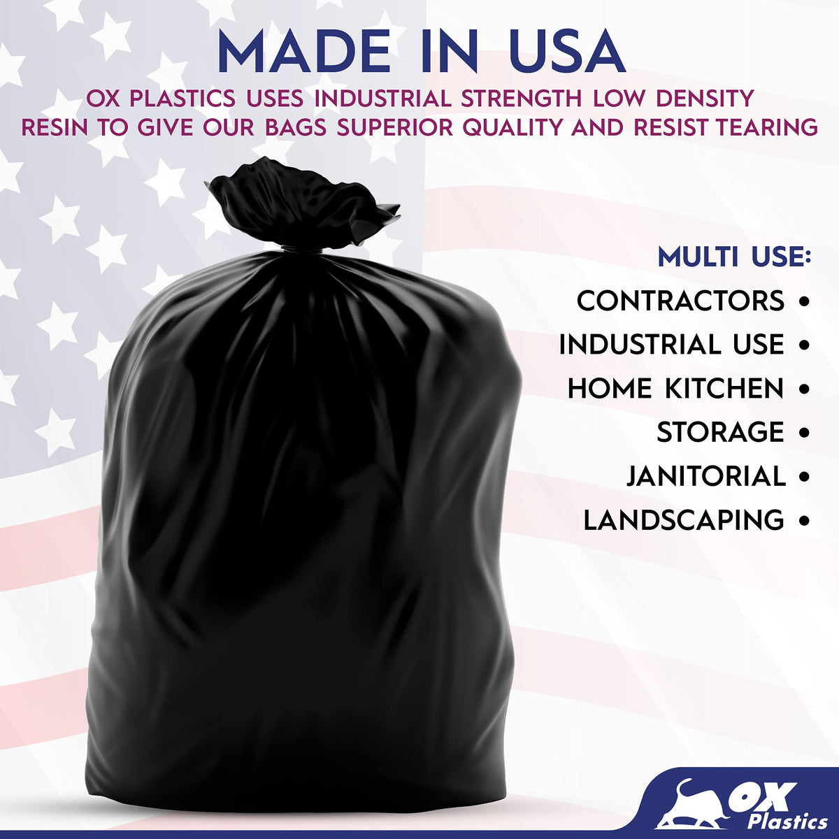 42 Gallon 1.5mil Black Trash Can Liners 100 Count V336