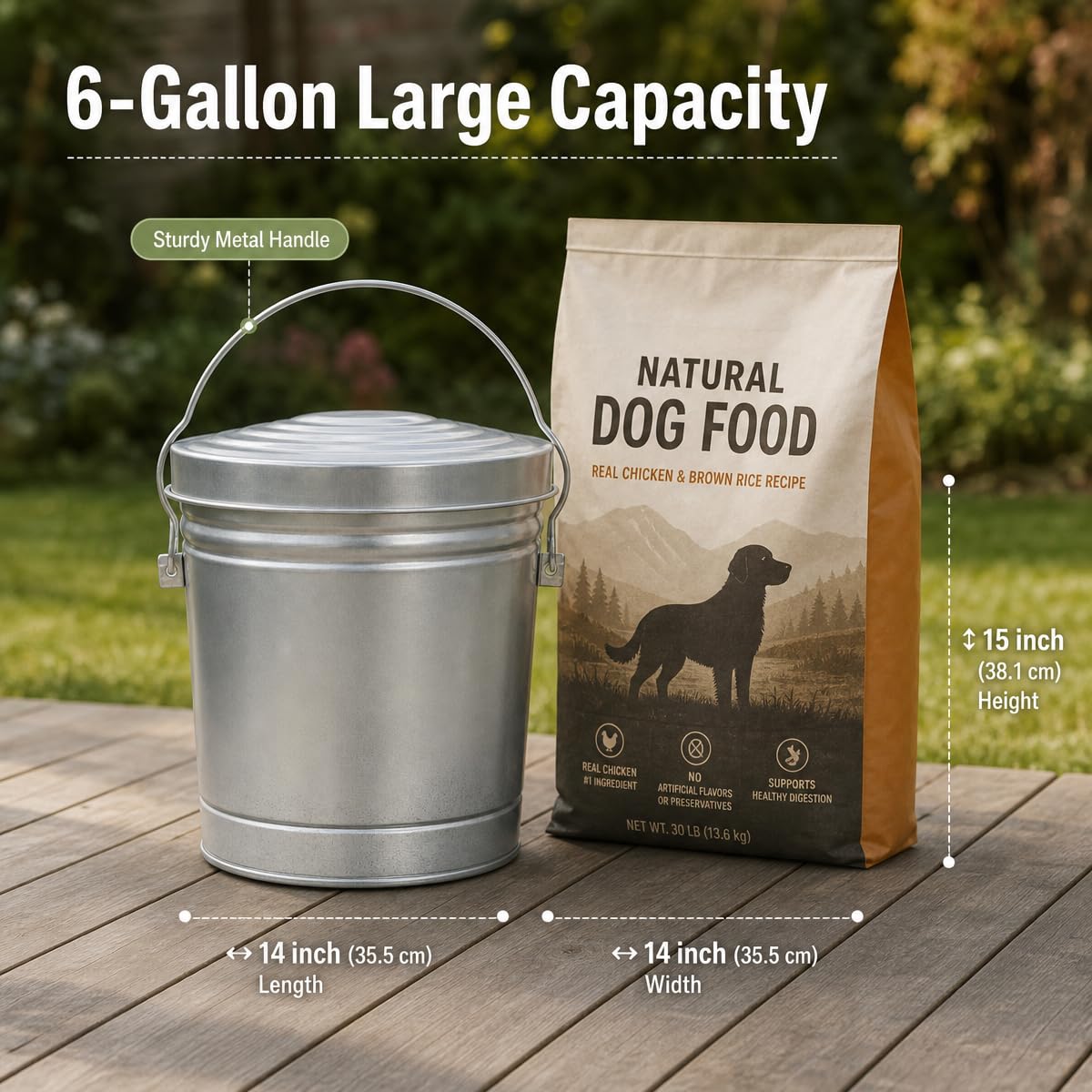 6 Gallon Galvanized Storage Can with Lid Q988484