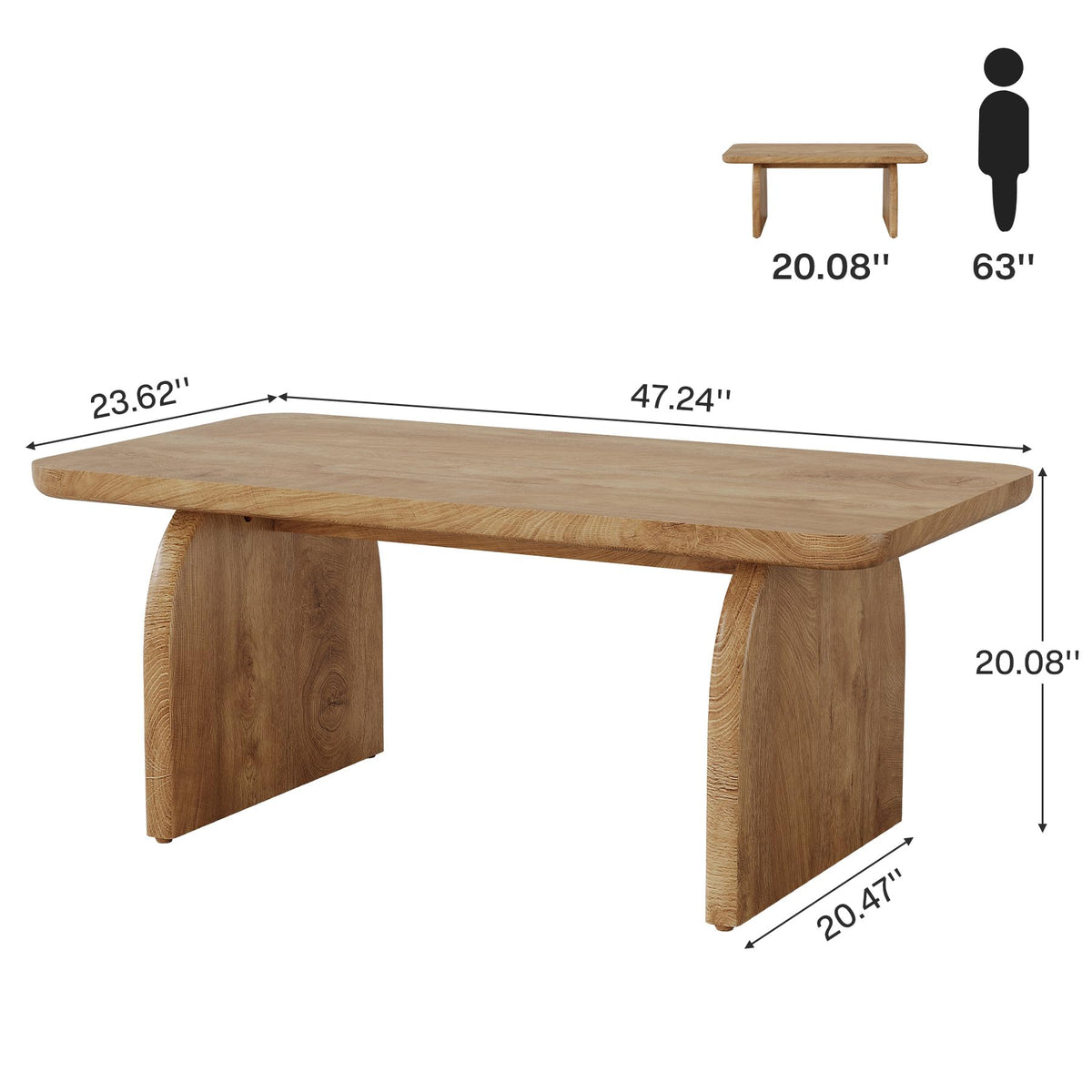 47-Inch Natural Brown Wood Coffee Table O55945