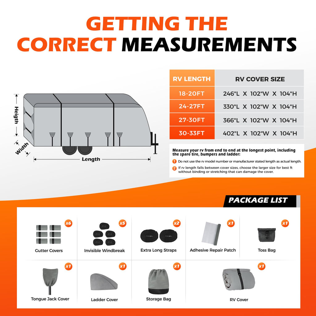 30-33FT 9 Layers Waterproof Travel Trailer RV Cover V206930