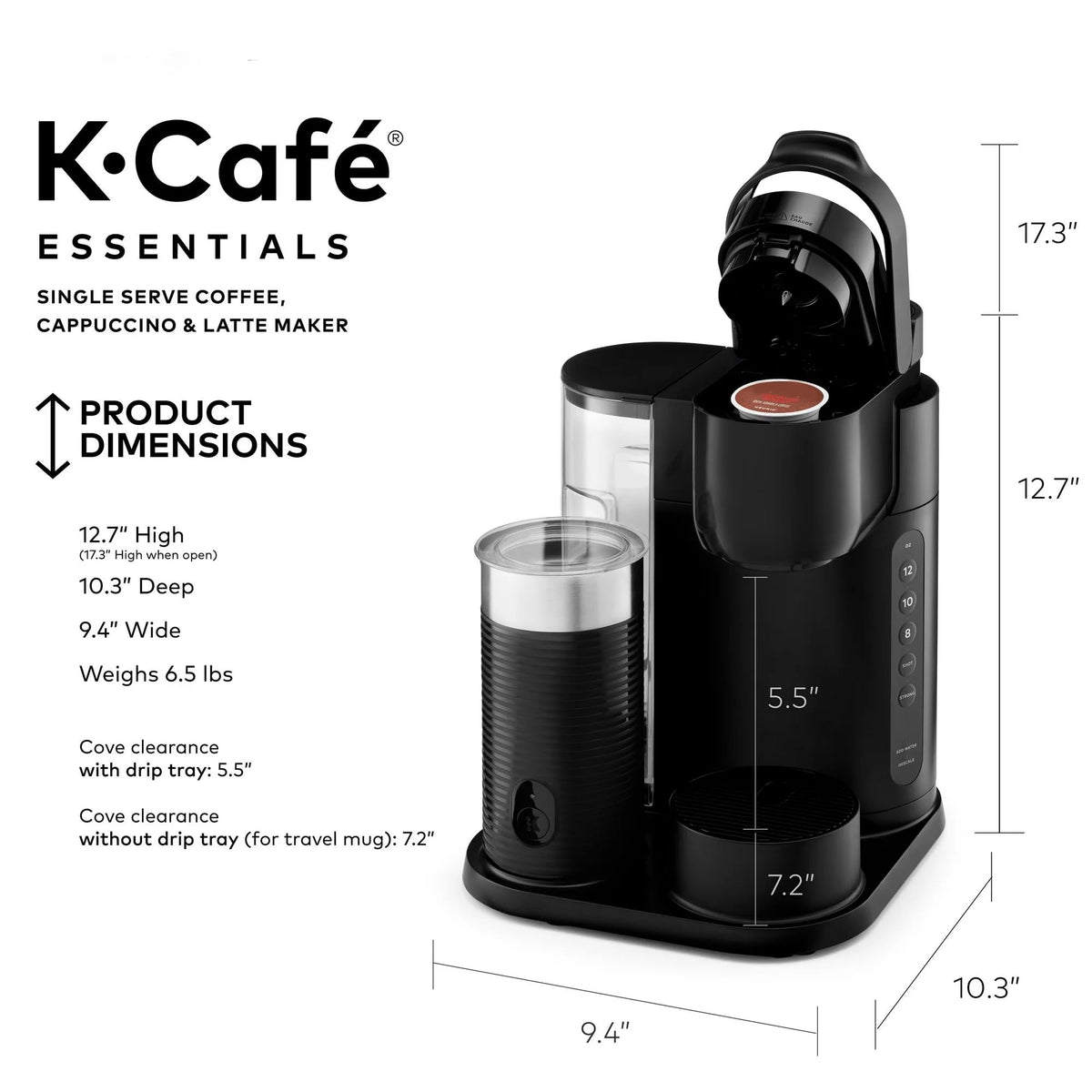 Black Single Serve Coffee Maker with Milk Frother Z481