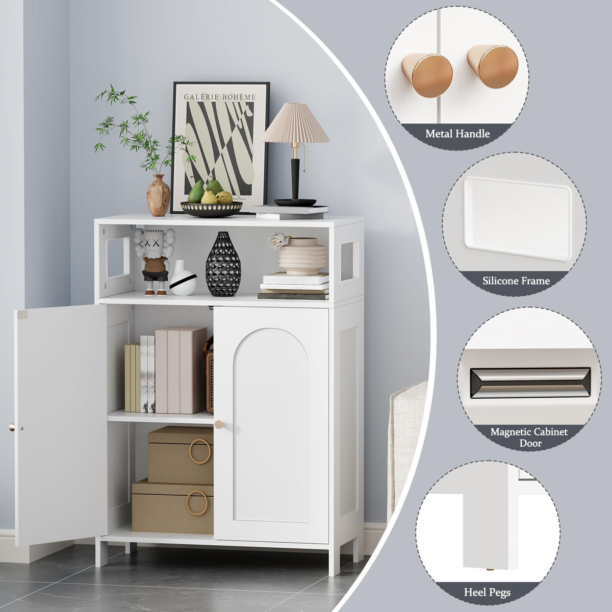 Bathroom Storage Cabinet with Adjustable Shelf & Doors P807151