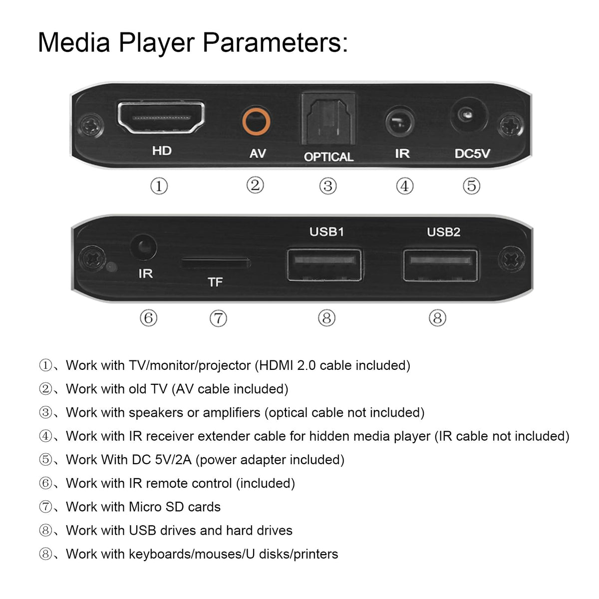 4K Ultra HD Digital Media Player with Remote Control G2368