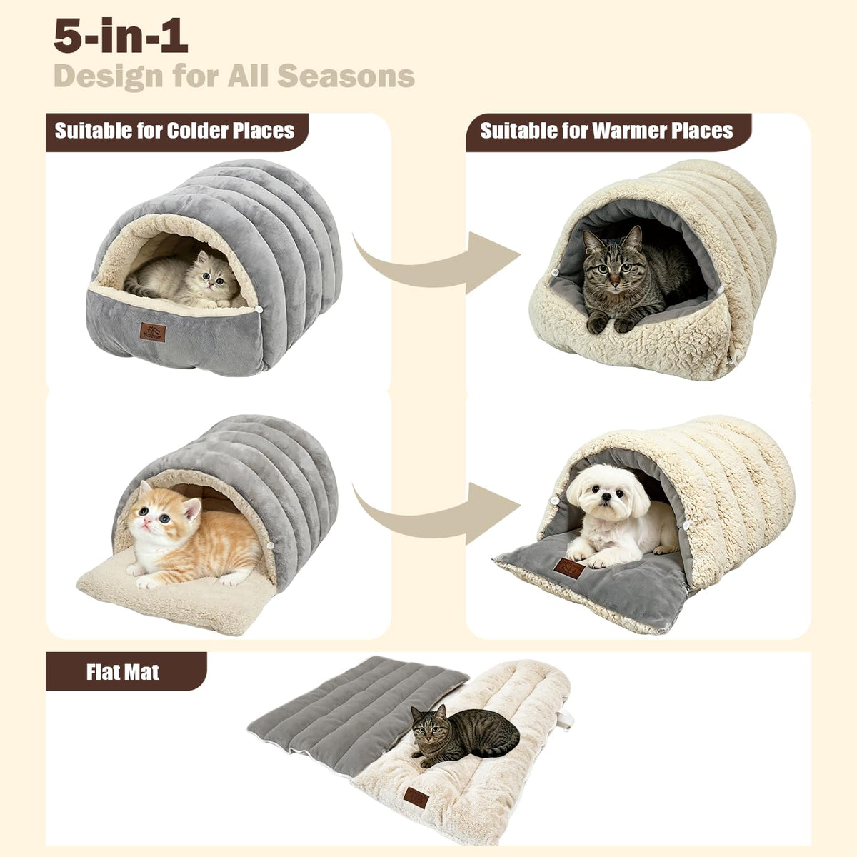 Covered Cat Bed Cave Grey G4312