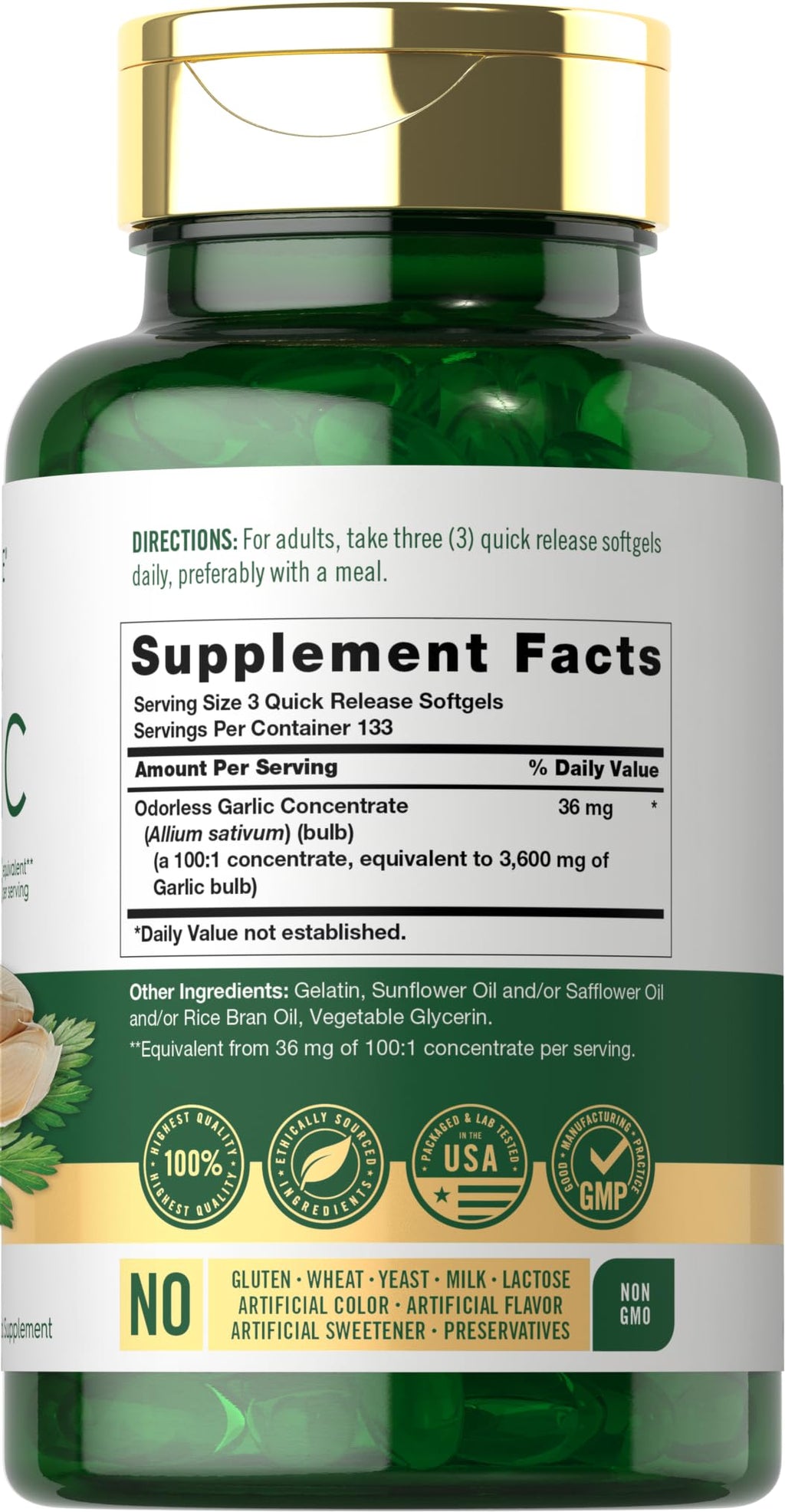 Odorless Garlic Supplement 400 Softgels B987409