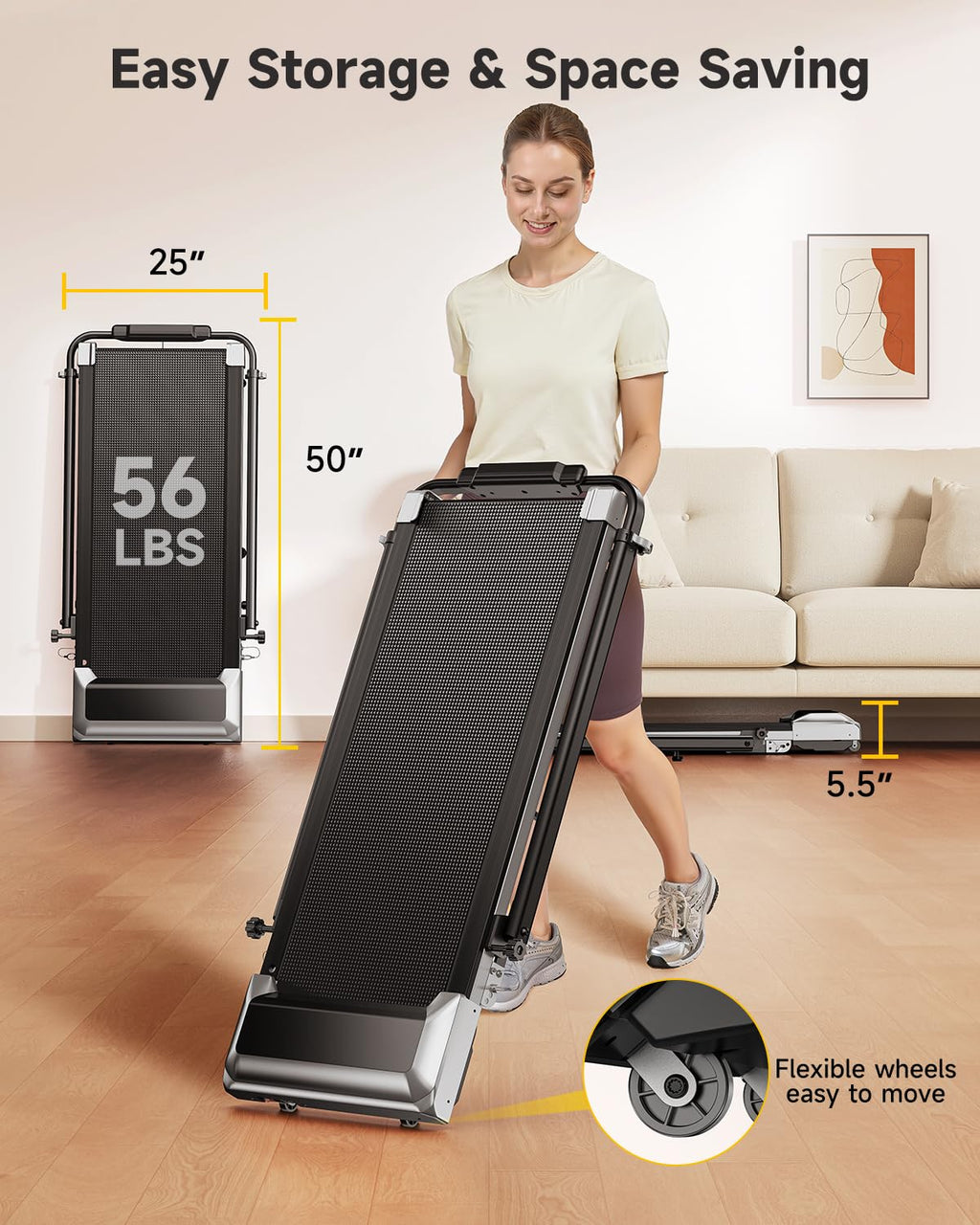 Folding Treadmill with Incline and Adjustable Handle Bar K50173