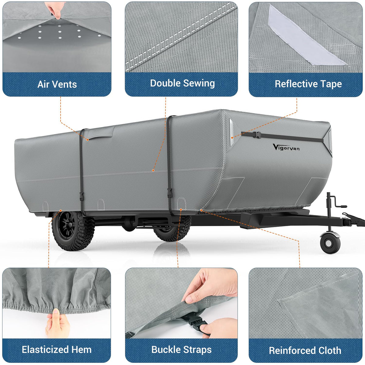 Folding Camper Cover Fits 10'-12' Trailers B197