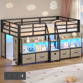 Twin Size Low Loft Bed with Storage Y653