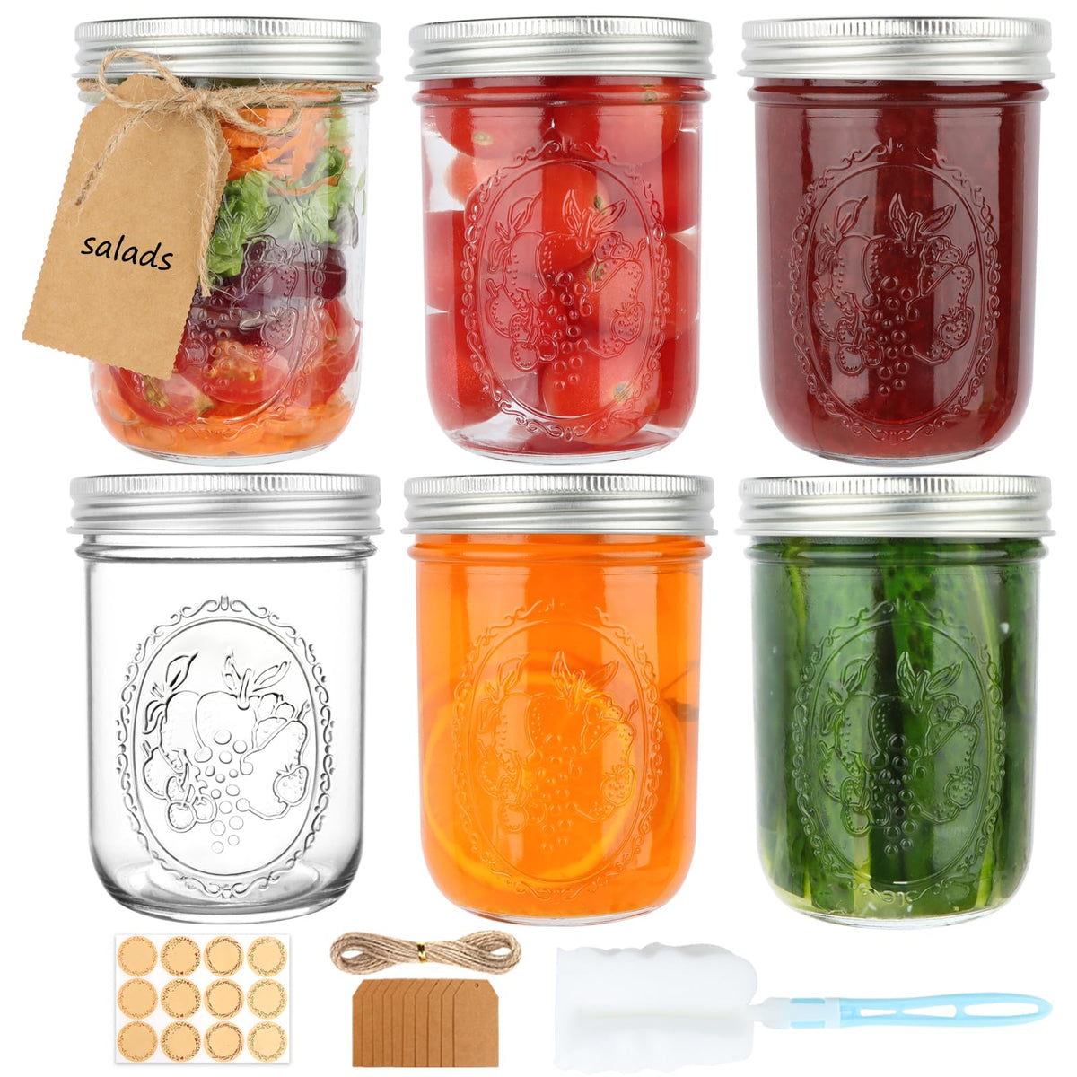 16 oz Wide Mouth Mason Jars 6 Pack K700551