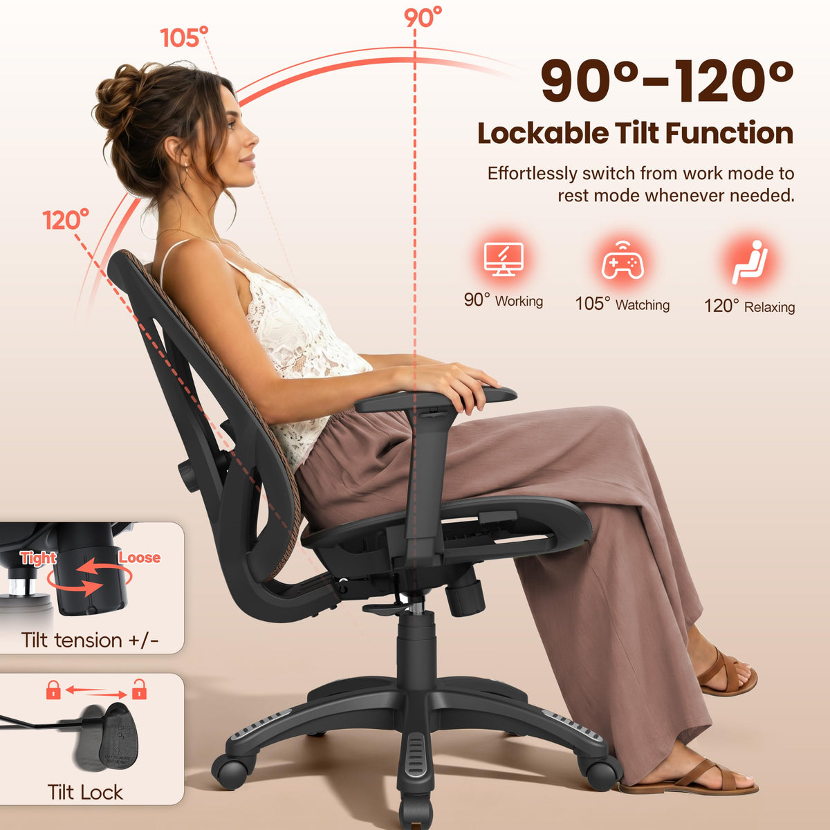 Ergonomic Mesh Office Chair with Adjustable Lumbar Support J328