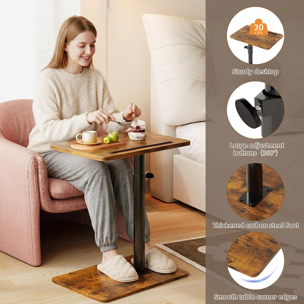 Height Adjustable Swivel C Shaped Side Table Set of 2 V38671