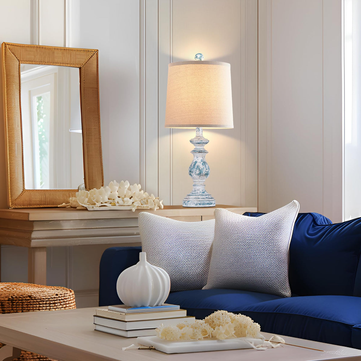 Set of 2 Table Lamps with Linen Shades B484