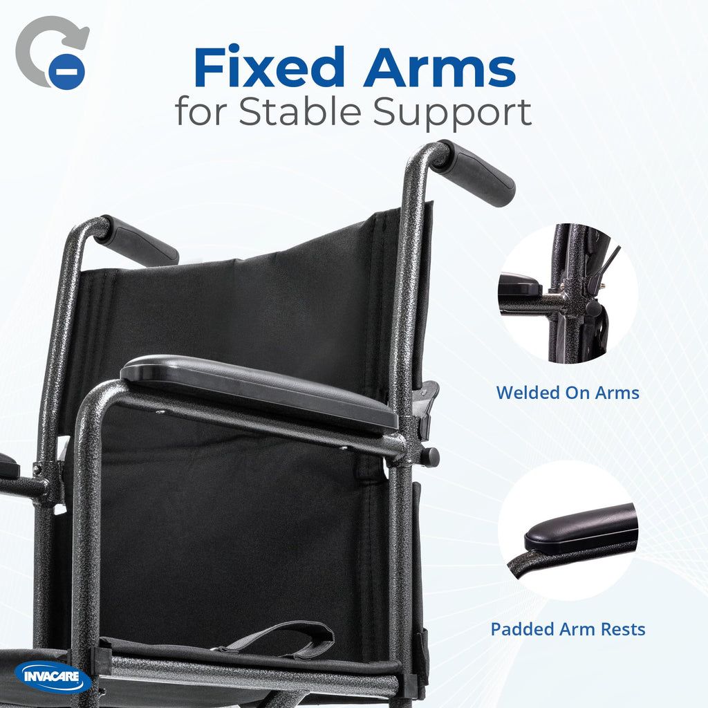 Compact Lightweight Steel Transport Wheelchair with 19in Seat U918644