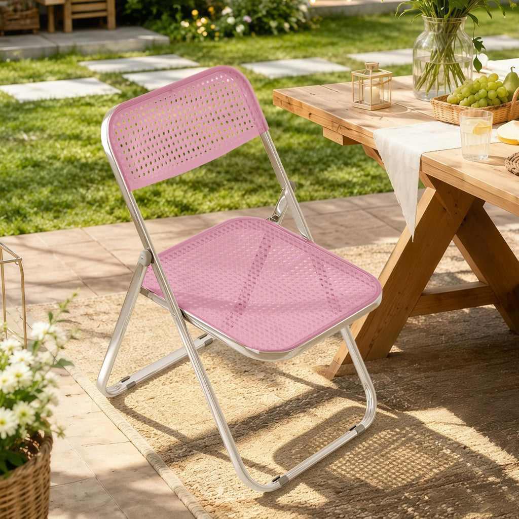 Folding Chairs 300lb Capacity Steel Frame 2-Pack Pink A36936