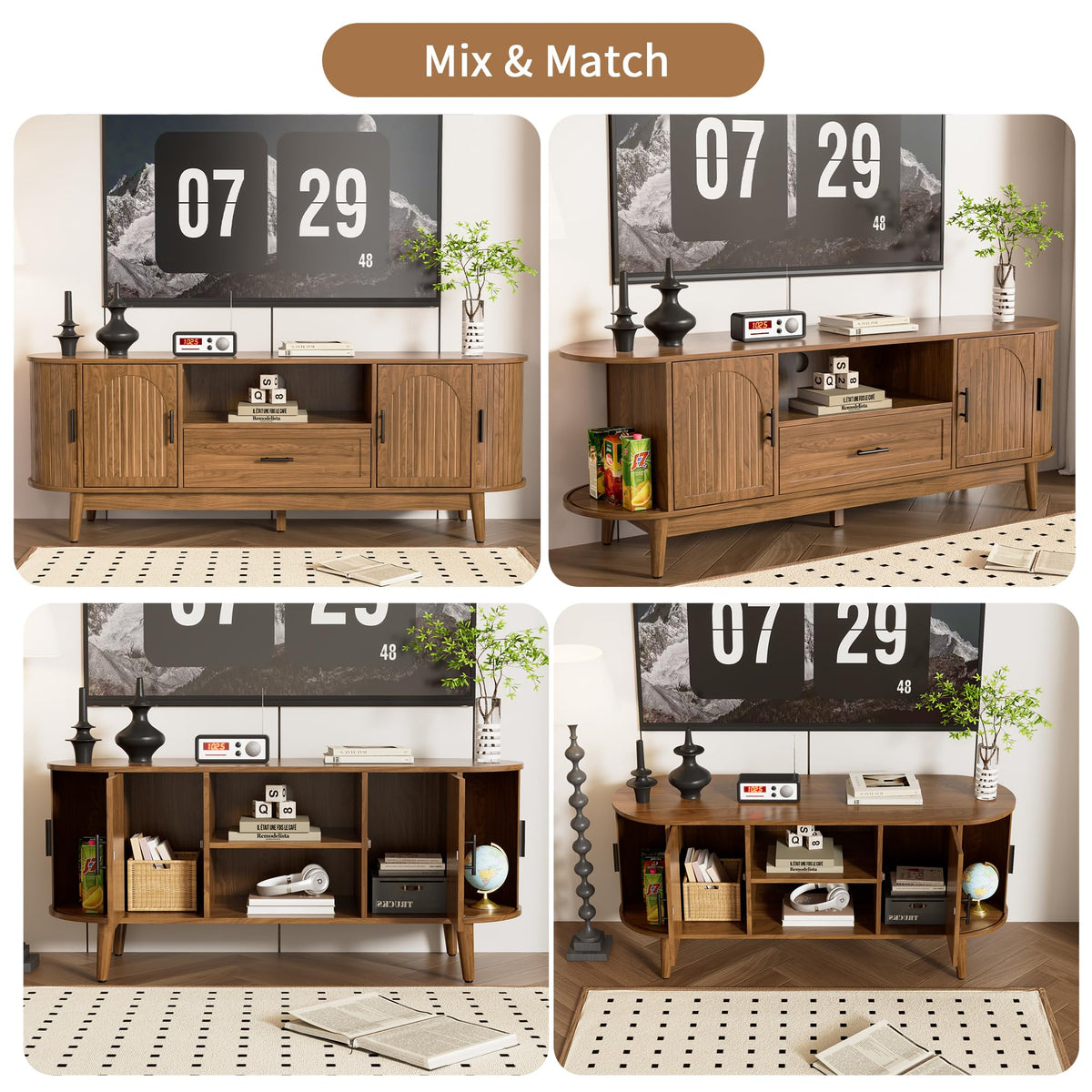 63" Fluted TV Stand with Drawers S52861
