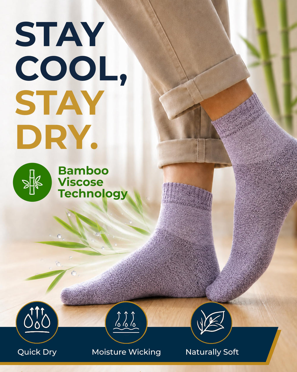 Bamboo Viscose Ankle Diabetic Socks 6 Pairs Q674