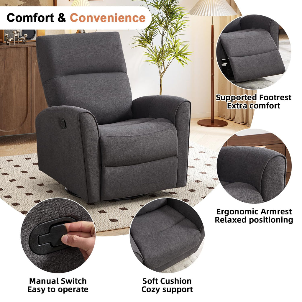 Manual Chenille Swivel Rocker Recliner A93025