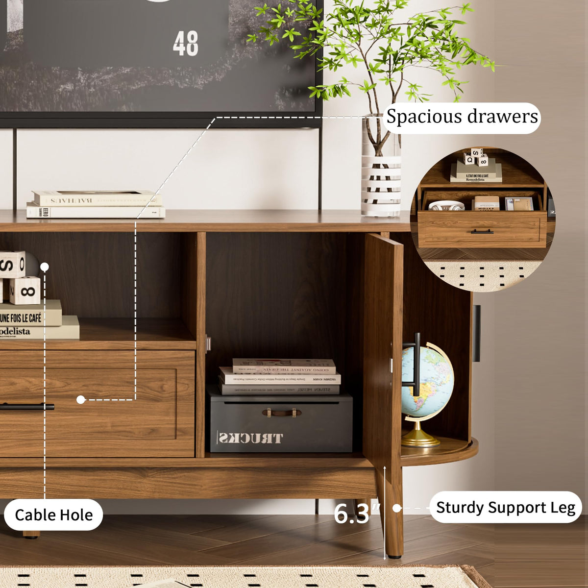 63" Fluted TV Stand with Drawers S52861