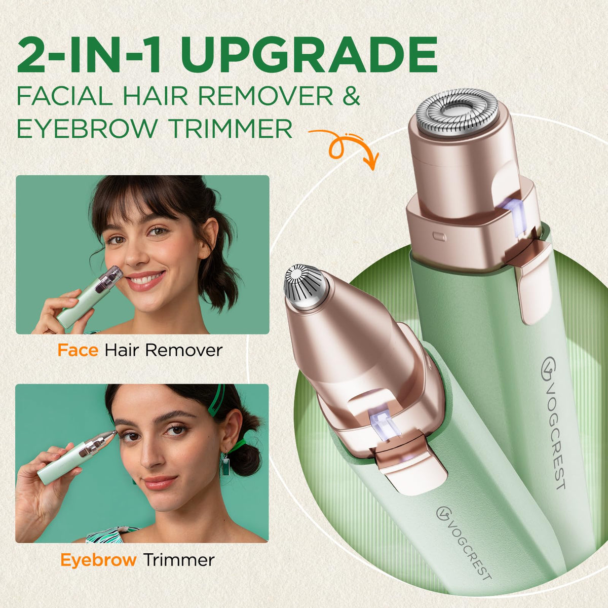 2 in 1 Rechargeable Facial Hair Remover & Eyebrow Trimmer Q9964