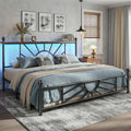 King Size Metal Platform Bed Frame with LED Lights I25816