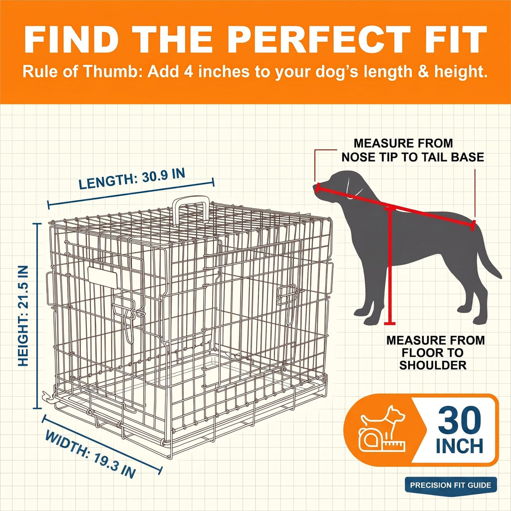 30-Inch Double Door Folding Metal Dog Crate D887020