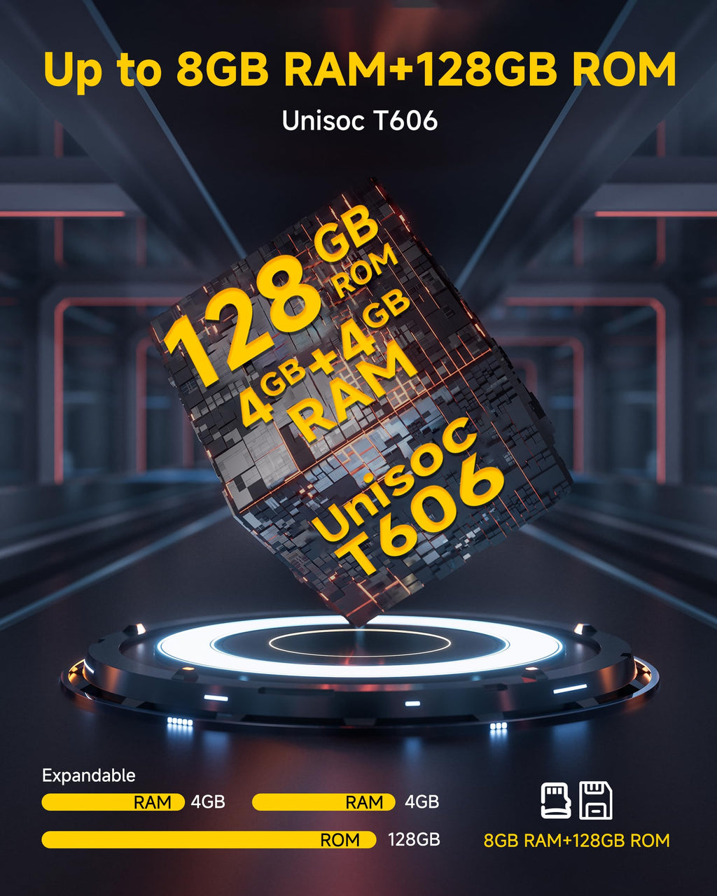 Unlocked Smartphone 8GB+128GB 6.75" 90Hz Android 14 50MP Camera 6000mAh White K240361