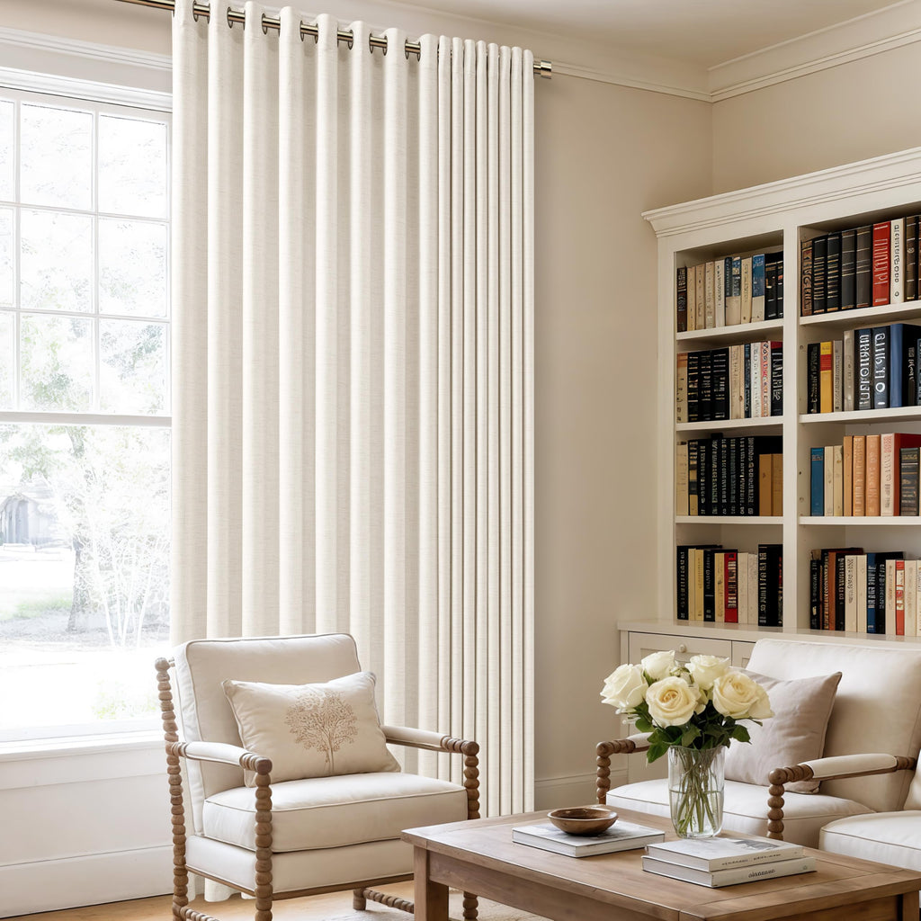 Linen 100 Inch Wide 84 Inch Length Ivory Curtains I4302