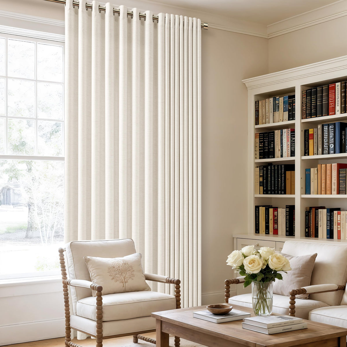 Linen 100 Inch Wide 84 Inch Length Ivory Curtains I4302