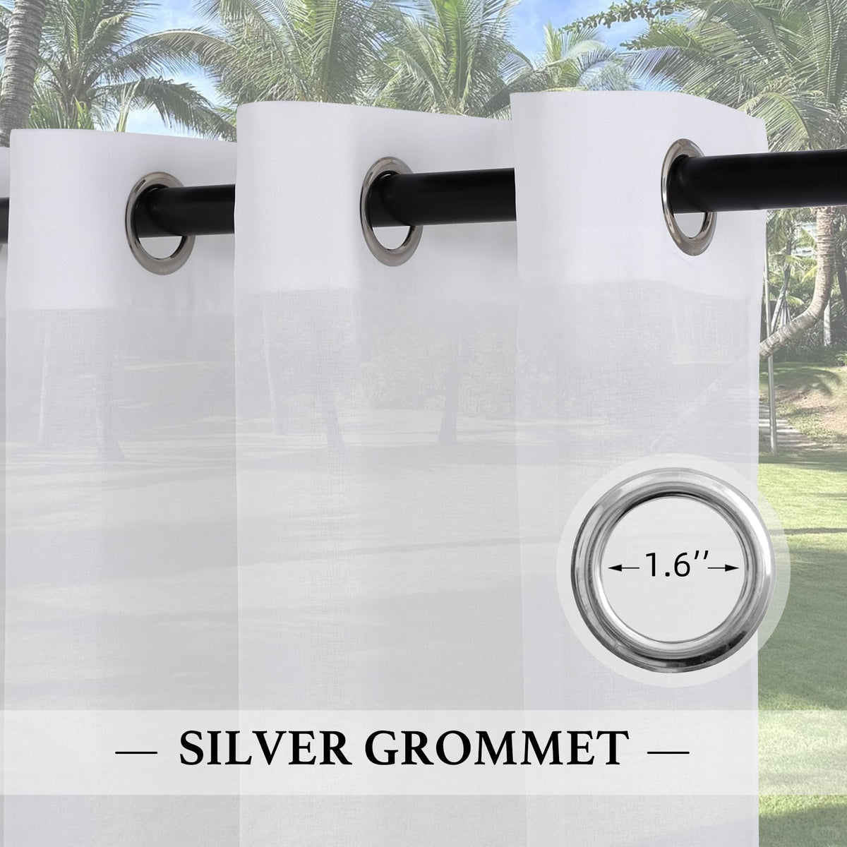 Waterproof Semi-Sheer Outdoor Curtains L528599