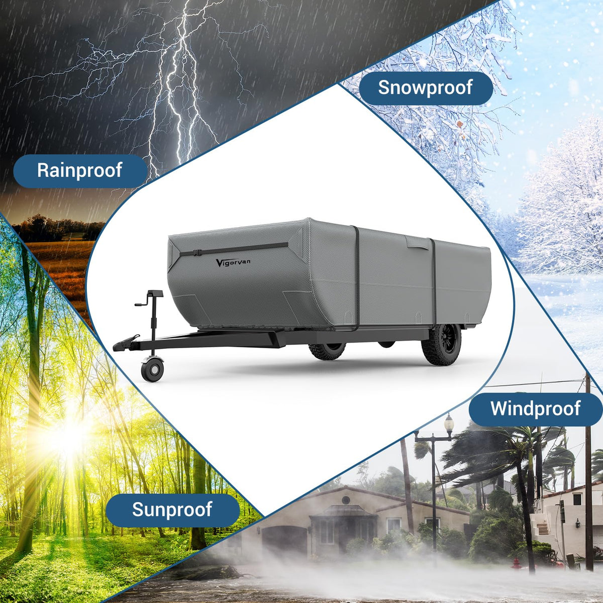Folding Camper Cover Fits 10'-12' Trailers B197