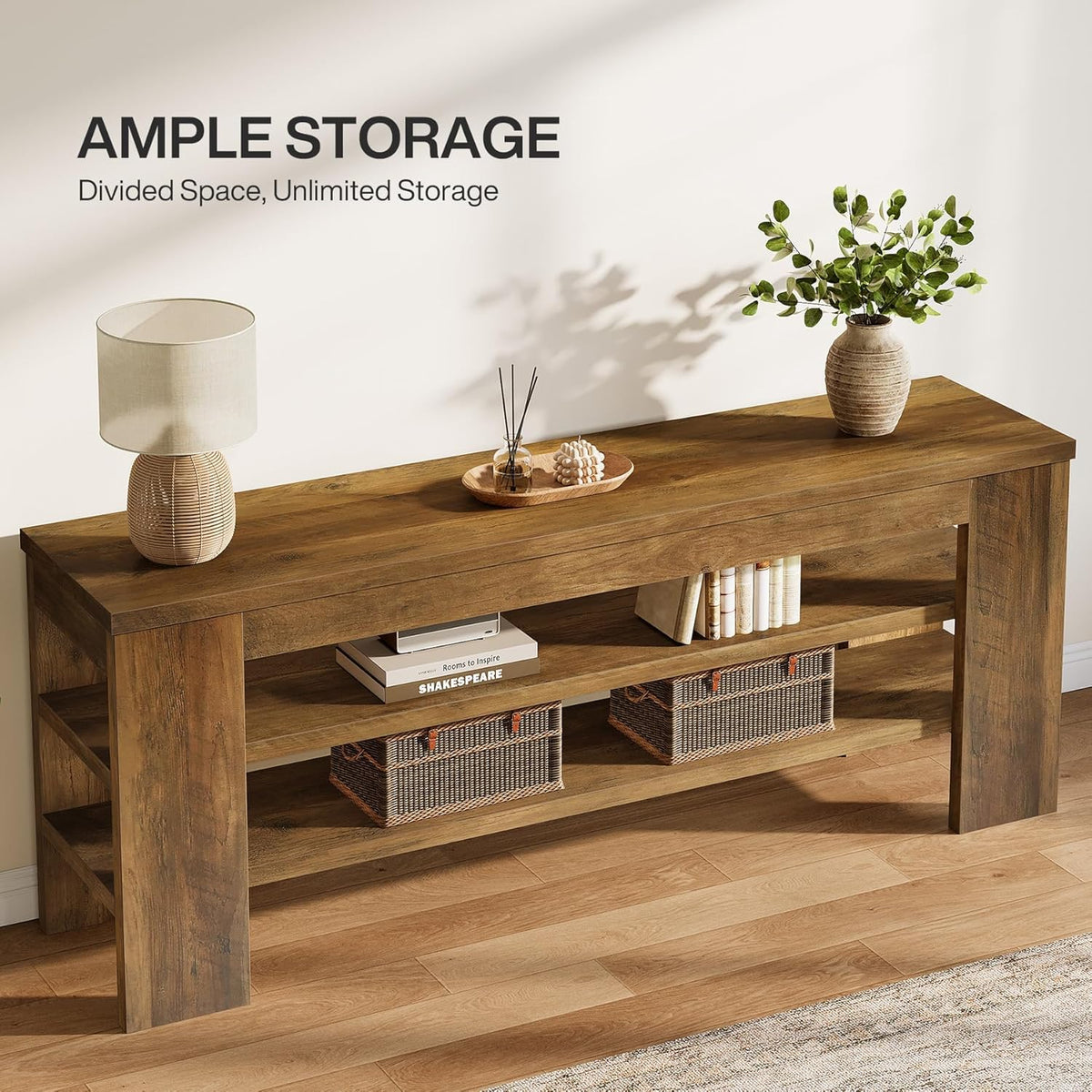 47" TV Stand with 3-Tier Open Storage Shelves Y144