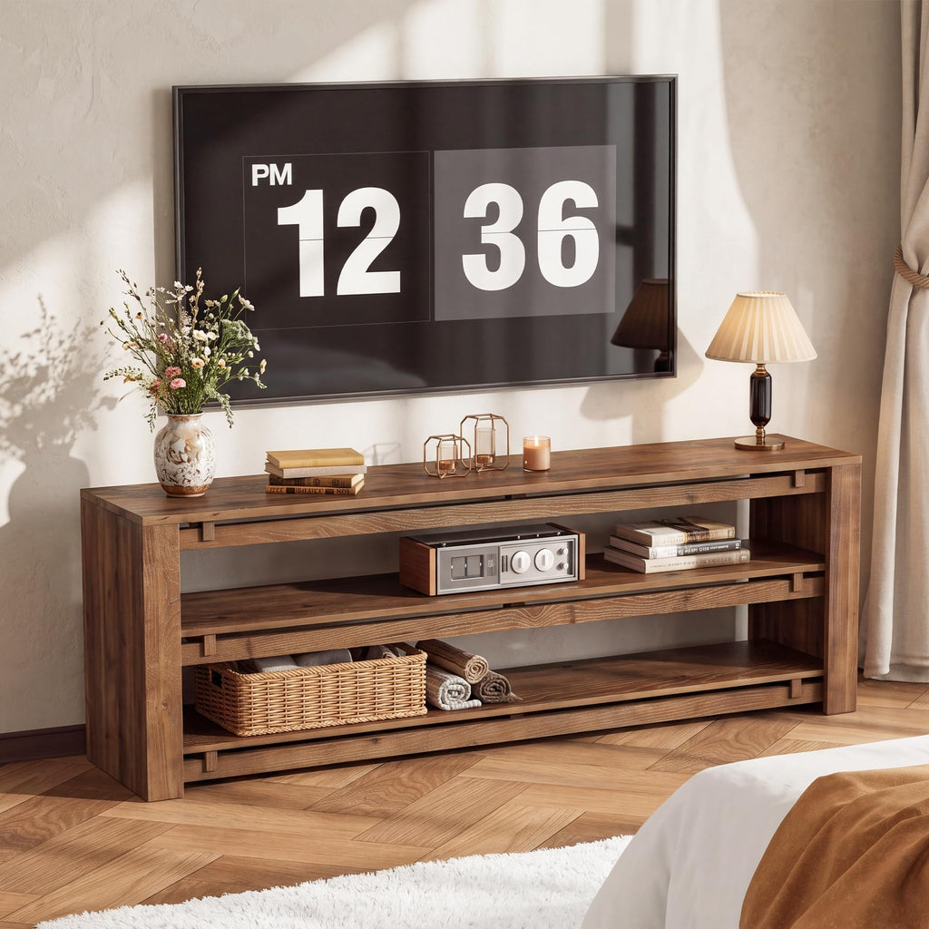 63" Solid Wood 3-Tier TV Stand H552