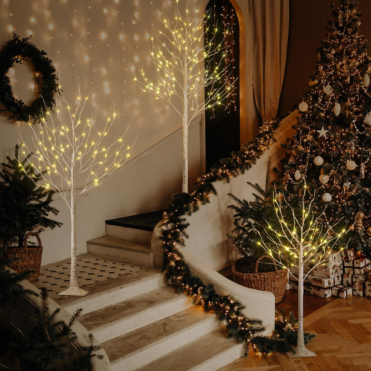 LED Birch Tree Light Set 4ft 6ft 8ft Warm White 3-Pack B242