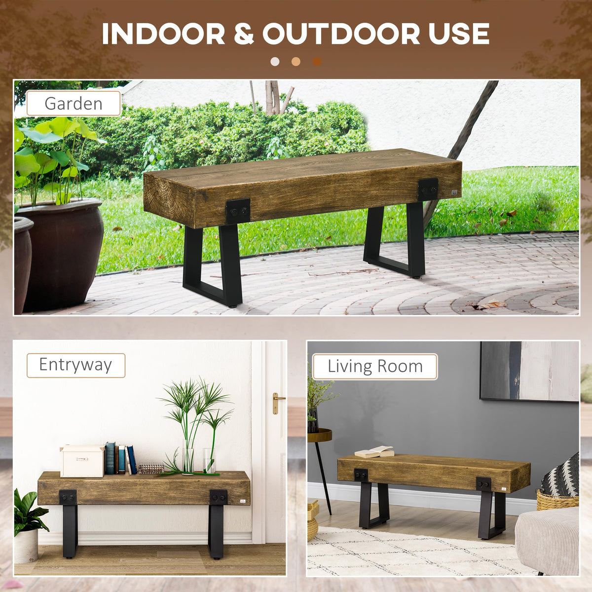 48" Outdoor Bench with Metal Legs F742240