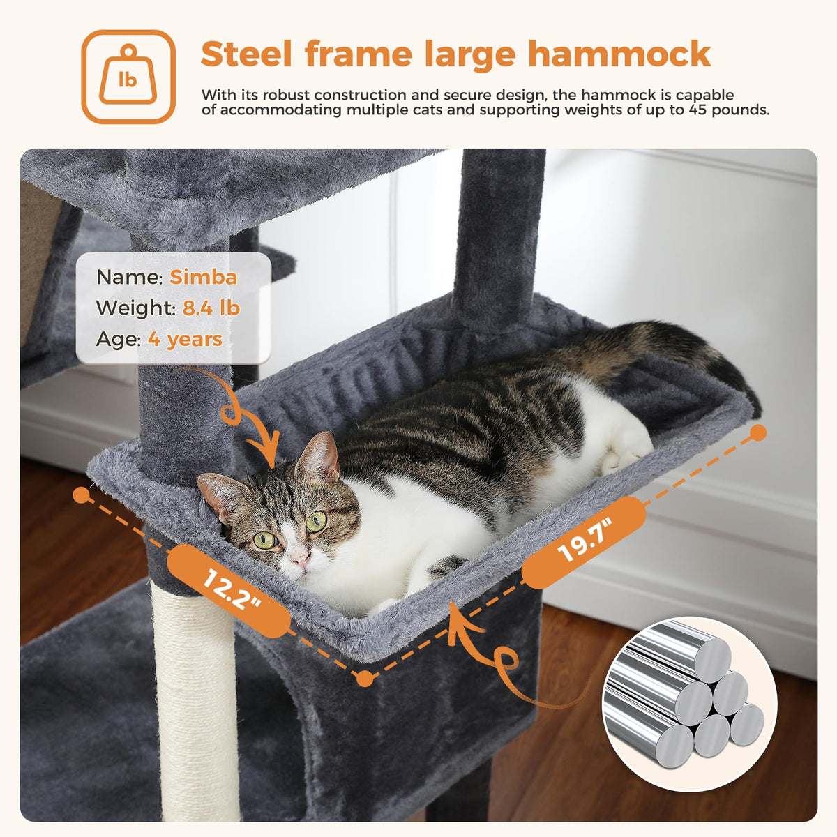 70 Inches Tall Dark Gray Cat Tree with 2 Condos S768
