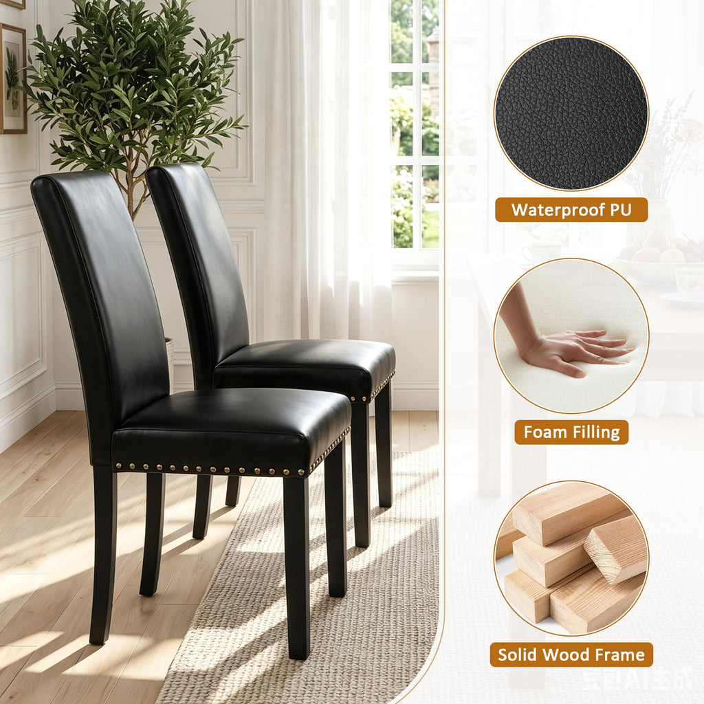 Black PU Leather Dining Chairs Set of 6 R7953
