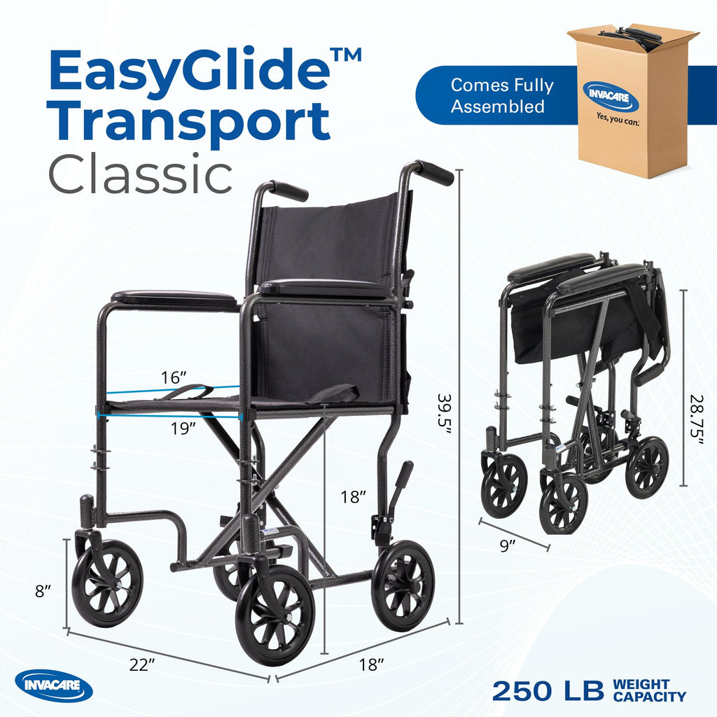 Compact Lightweight Steel Transport Wheelchair with 19in Seat U918644