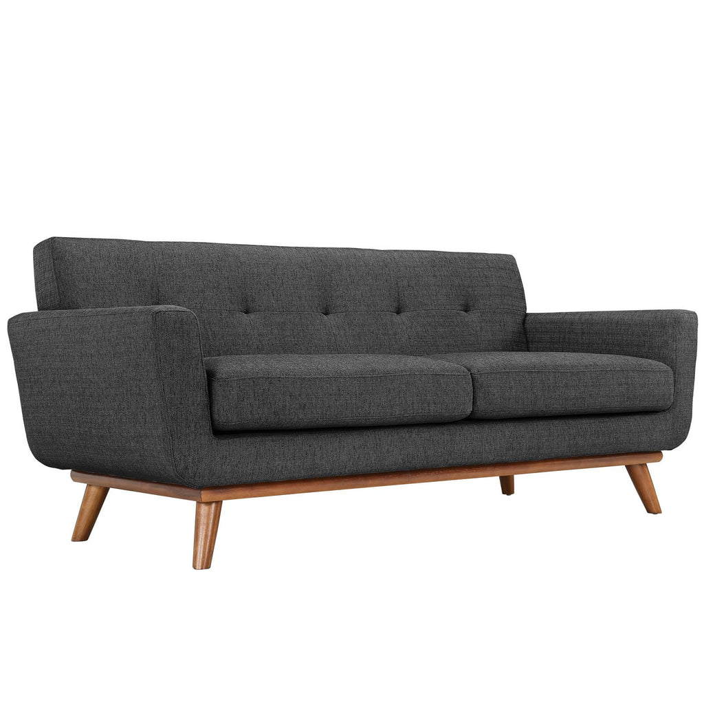 Gray Upholstered Fabric Loveseat N2905