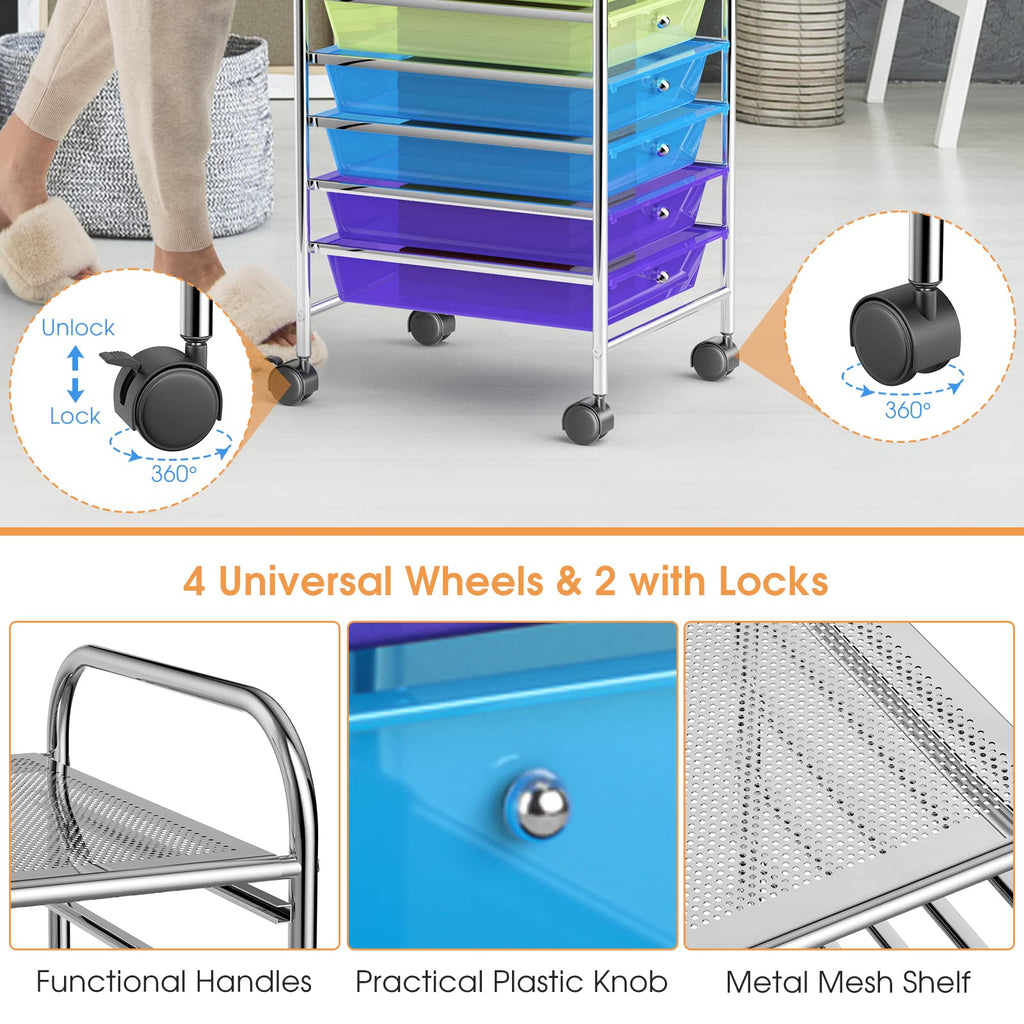 10 Drawer Rolling Storage Cart Organizer R5455