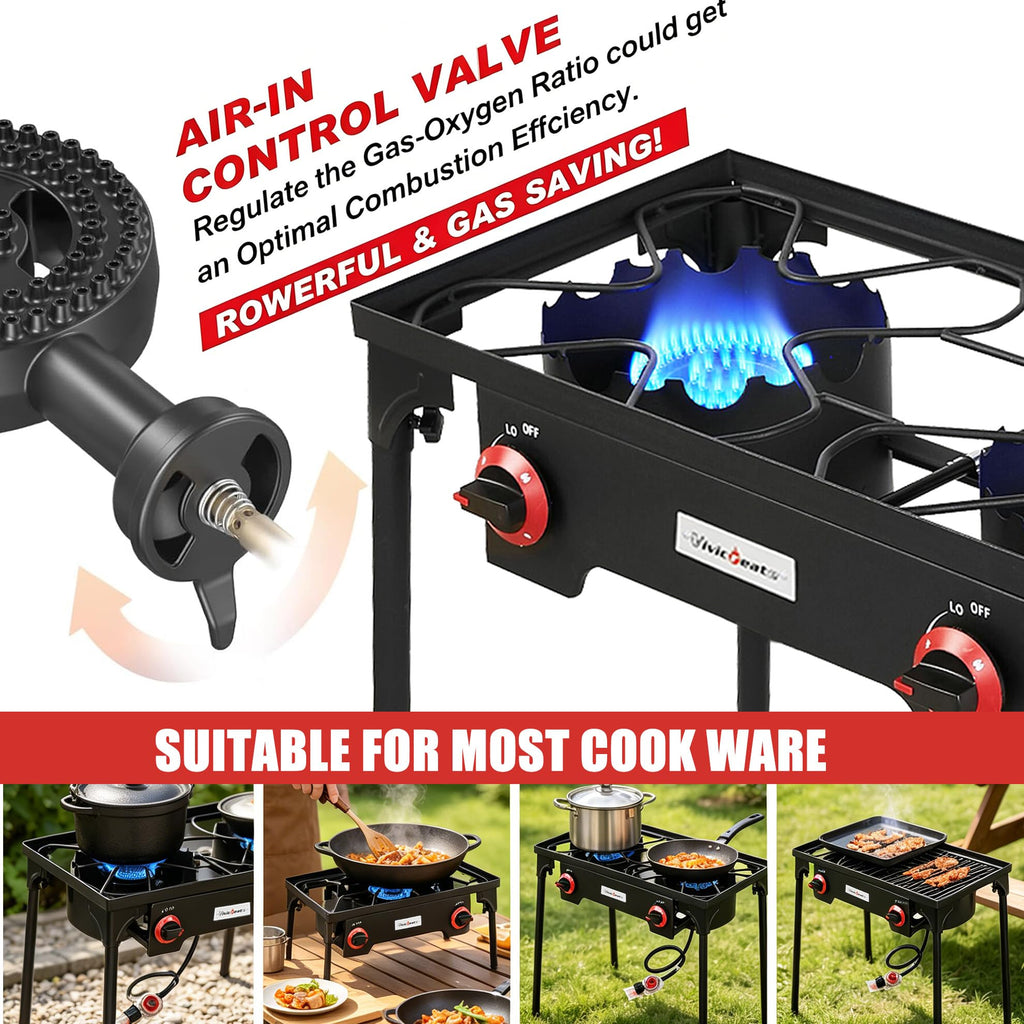 2 Burner Portable Propane Gas Grill Q2042