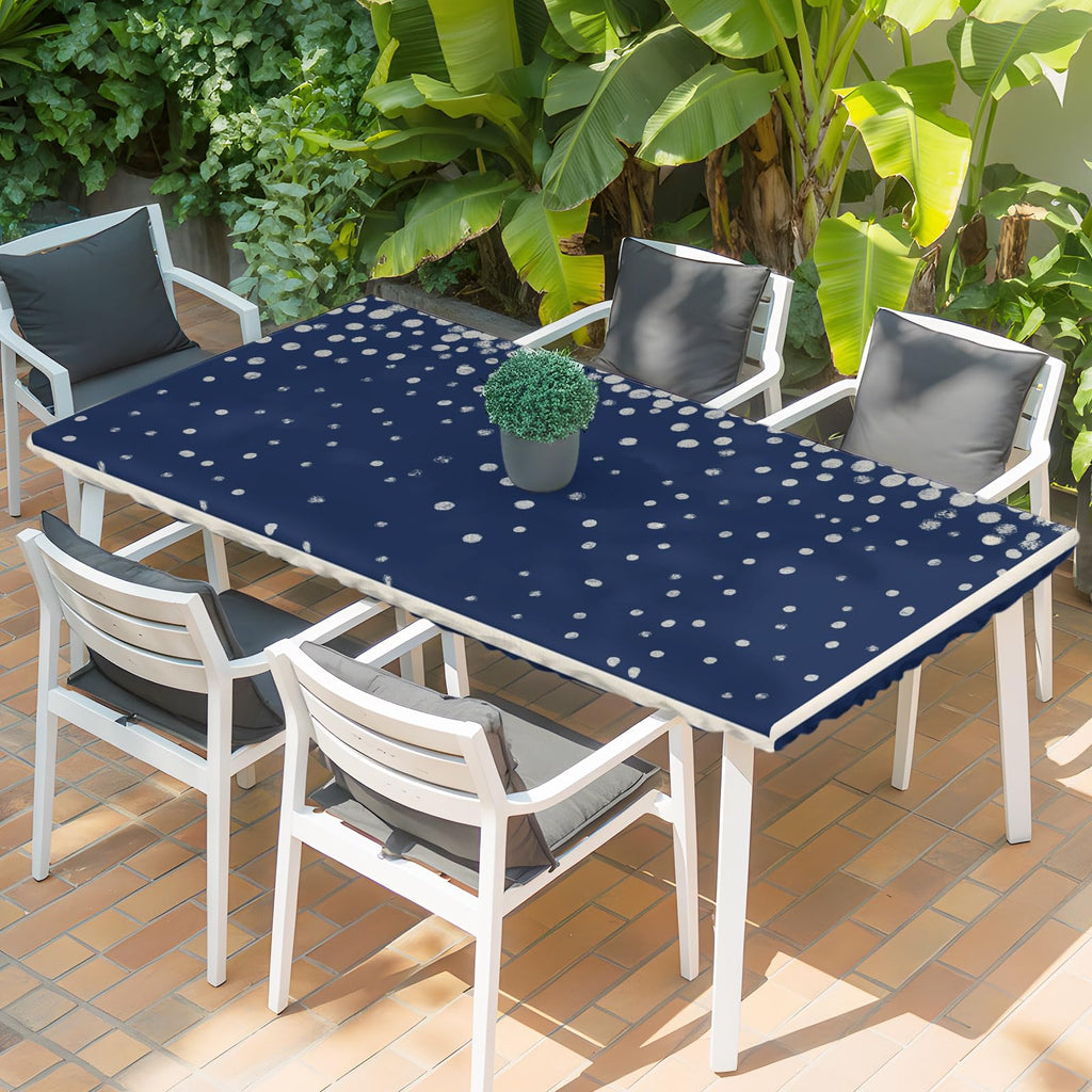 Silver Speckle Fitted Rectangle Tablecloth 32" x 72" Navy Blue Elastic Waterproof Table Cover M620