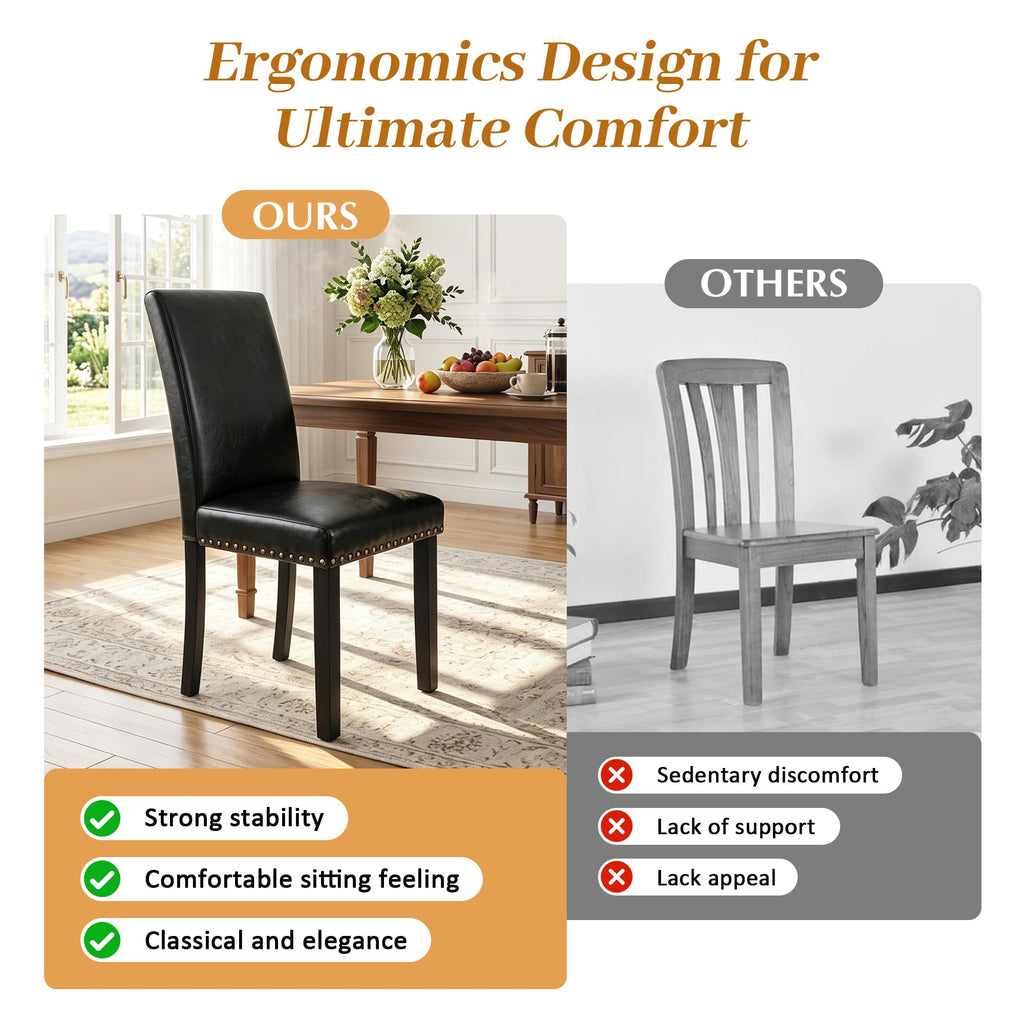 Black PU Leather Dining Chairs Set of 6 R7953