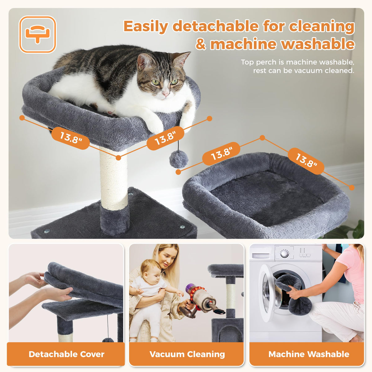 70 Inches Tall Dark Gray Cat Tree with 2 Condos S768