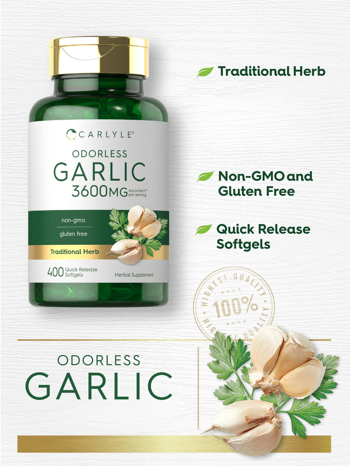 Odorless Garlic Supplement 400 Softgels B987409