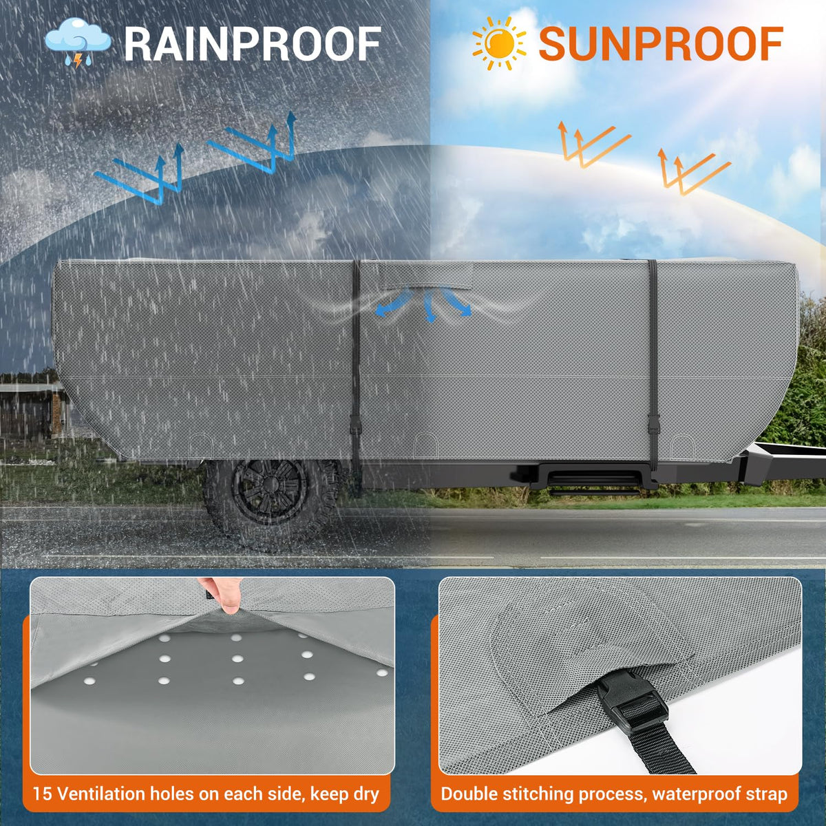 Folding Camper Cover Fits 10'-12' Trailers B197