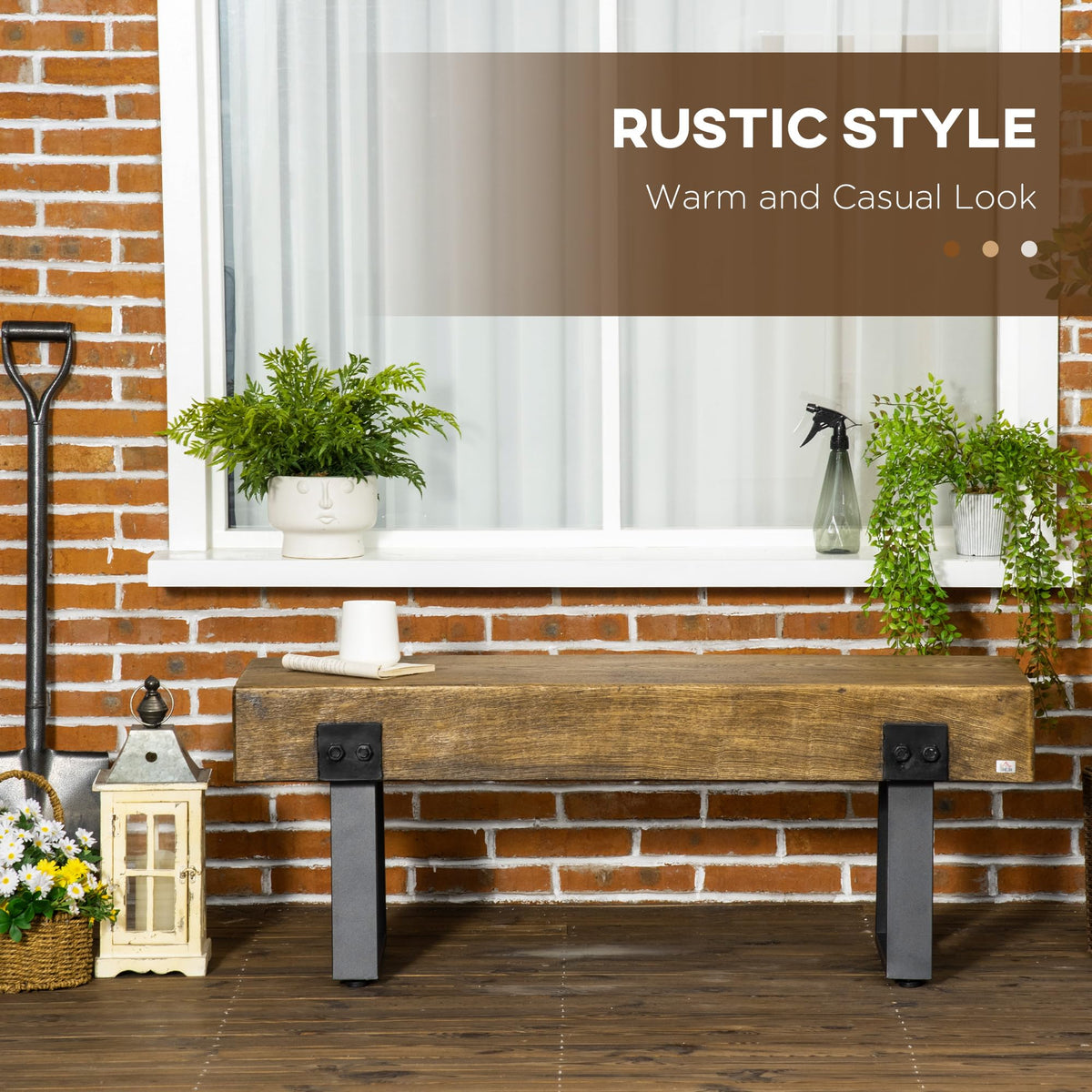 48" Outdoor Bench with Metal Legs F742240
