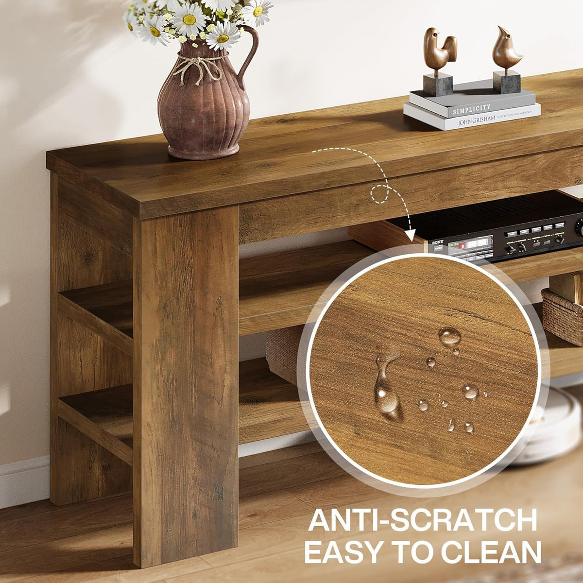 47" TV Stand with 3-Tier Open Storage Shelves Y144