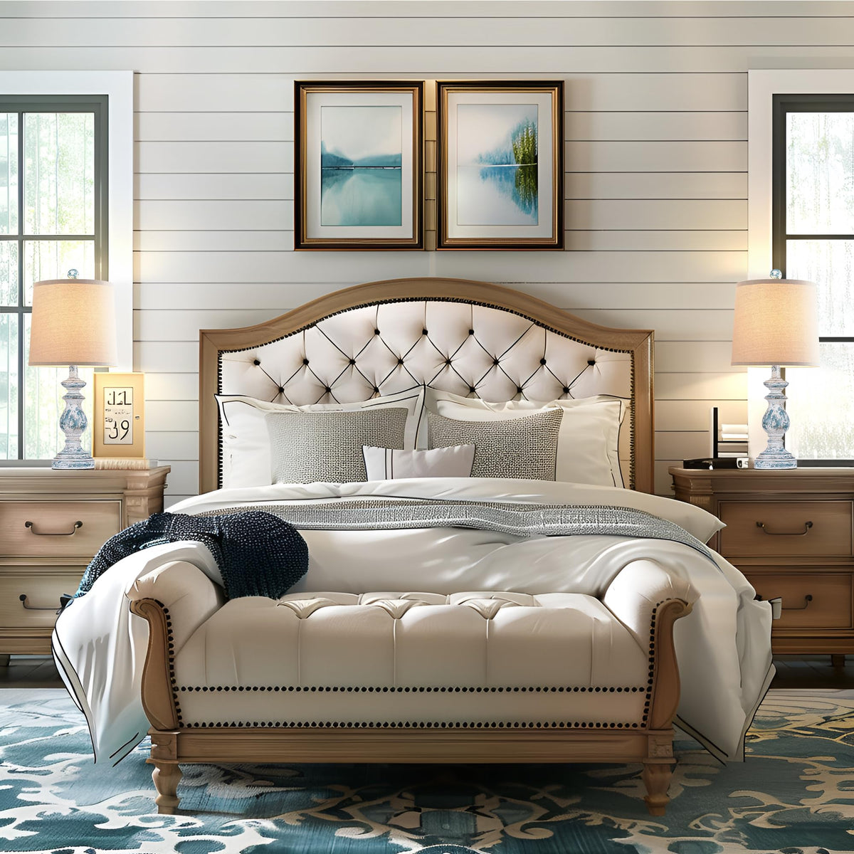 Set of 2 Table Lamps with Linen Shades B484