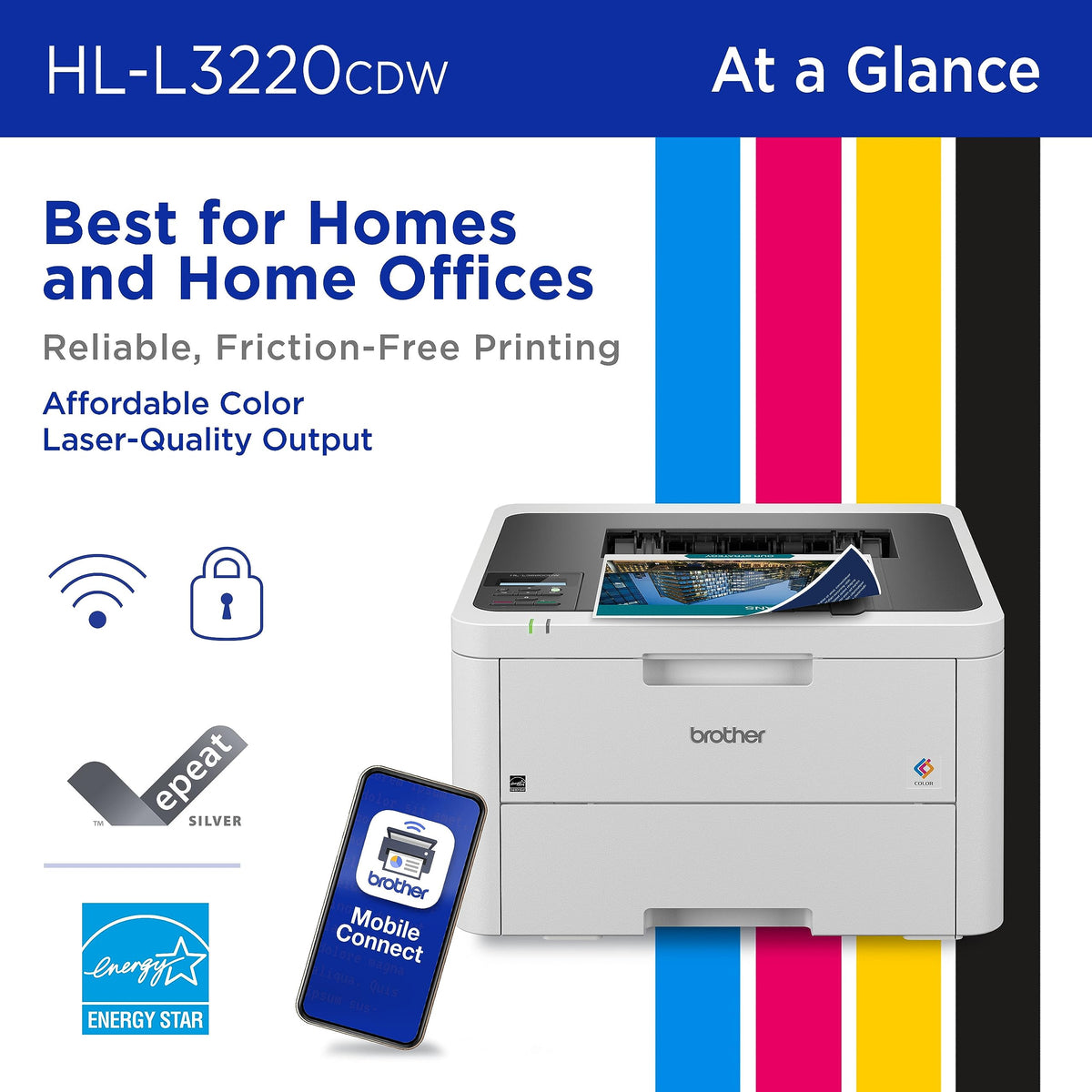 Color Laser Printer with Wireless Printing, Duplex, 250-Sheet Paper Tray S8911